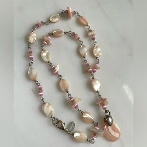 Peach Pink Mother-of-Pearl Drop Necklace - Women Jewelry